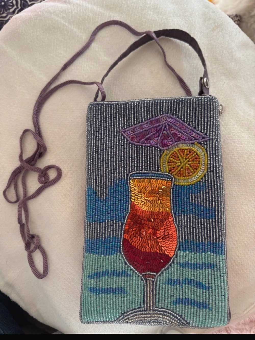 Bamboo Trading Co Tropical Drink Beaded Club Bag Wristlet Sling Purse